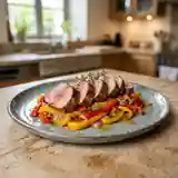 Filet mignon et poivrons confits