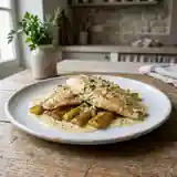 Filets de carrelets poêlés au céleri fondant et sauce citronnée