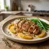 Filets de lapin fondants aux pommes caramélisées et sauce au cidre
