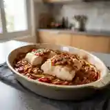 Filets de lotte rôtis au four à la sauce tomate maison