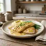 Filets de merlan à la crème moutardée onctueuse