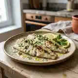 Filets de rascasse au four, sauce citronnée et herbes fraîches