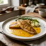 Filets de rouget à la sauce safranée onctueuse