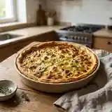 Flamiche gourmande aux poireaux et roquefort
