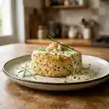 Flan au crabe, sauce ciboulette