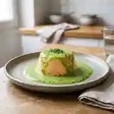 Flan de saumon onctueux accompagné d'un coulis frais de concombre