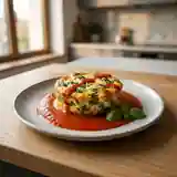 Flan d'épinards onctueux accompagné d'un coulis de tomate maison