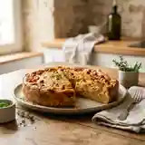 Flan savoureux aux carottes, oignons et lardons croustillants