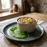 Flans de poireaux onctueux accompagnés d'un coulis vert frais