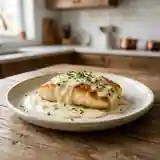Flétan poêlé à la sauce crémeuse au Muscadet, un délice marin raffiné