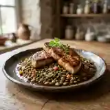 Foie gras poêlé et lentilles fondantes