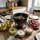 Fondue bourguignonne maison : viande fondante et sauces gourmandes