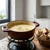 Fondue bressane traditionnelle au fromage et vin blanc
