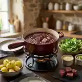 Fondue vigneronne traditionnelle au vin rouge