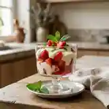 Fraises fraîches à la crème citronnée et menthe