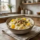 Fromage blanc gourmand aux poires, oranges et miel