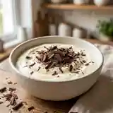 Fromage blanc onctueux aux copeaux de chocolat noir