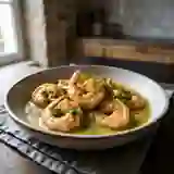 Gambas flambées à la crème de curry