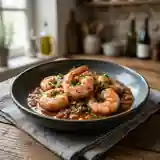 Gambas sautées au Porto, sauce onctueuse et parfumée