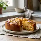 Gâteau fondant aux fruits au sirop et vanille