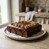 Gâteau Fondant aux Noix avec Glaçage Chocolaté