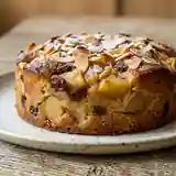 Gâteau Fondant aux Pommes, Raisins Secs, Amandes et Calvados