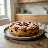 Gâteau léger au fromage blanc et framboises fraîches