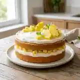 Gâteau moelleux à la crème et ananas frais