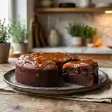 Gâteau moelleux au chocolat nappé de confiture d'abricots maison