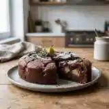 Gâteau moelleux au chocolat noir et poires fondantes
