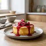 Gâteau moelleux au fromage blanc et coulis de framboises maison