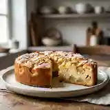Gâteau moelleux au fromage blanc et pommes à la saveur d'amandes