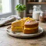 Gâteau moelleux aux amandes fourré à la crème d'orange onctueuse