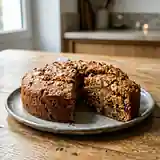 Gâteau moelleux aux carottes, noisettes, raisins secs, gingembre et cannelle