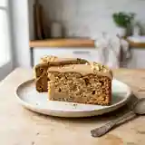 Gâteau moelleux aux noix avec glaçage onctueux au café