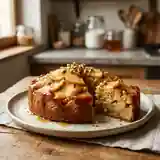 Gâteau moelleux aux pommes caramélisées au miel
