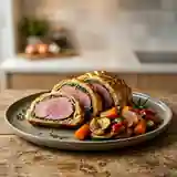 Gigot d'Agneau en Croûte d'Herbes avec Légumes Confits