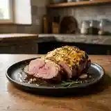 Gigot d'agneau rôti au fromage de chèvre gratiné, recette gourmande