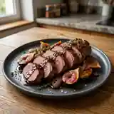 Gigue de Chevreuil Rôtie aux Figues Caramélisées et Sauce au Vin Rouge