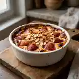 Fraises Rôties, Crème et Amandes
