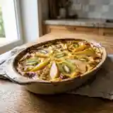 Gratin fondant de kiwis et poires caramélisées