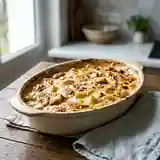 Gratin gourmand de fruits frais au chocolat blanc fondant