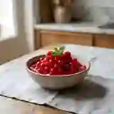 Groseilles fraîches et coulis de framboise