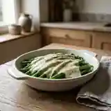Haricots verts frais à la sauce béchamel onctueuse