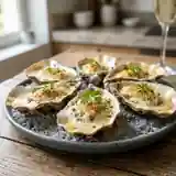 Huîtres chaudes gratinées à la sauce mousseuse au champagne