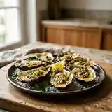Huîtres chaudes gratinées au beurre d'ail et persil
