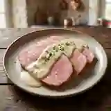 Jambon d'York fondant, crème au Chablis