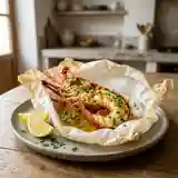 Langouste en Papillote au Four avec Vinaigrette au Curry