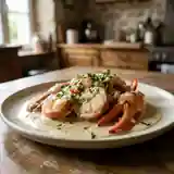 Langouste entière sauce crémeuse au Champagne, recette raffinée et gourmande