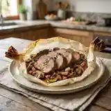 Langue de veau en papillote au lard et champignons : recette gourmande et savoureuse